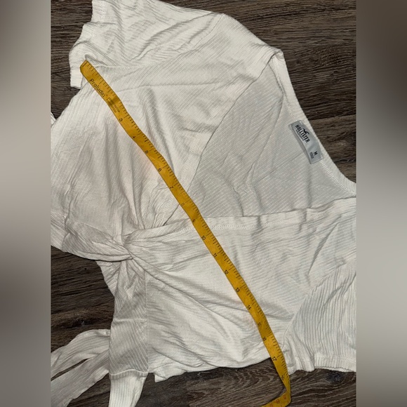 Hollister Co. Women's White Ribbed Wrap Around Tie Crop Top Size Medium - Picture 6 of 8